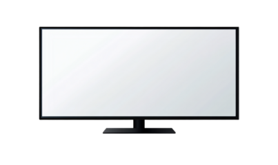 Realistic TV screen PNG. Modern stylish LED LCD panel. Large computer monitor display mockup. Blank TV template. Vector illustration of a plasma TV monitor on a transparent background.