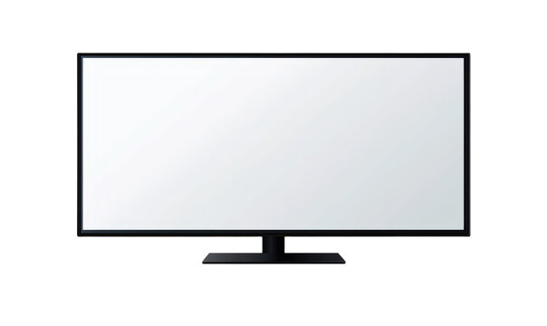 Realistic TV screen PNG. Modern stylish LED LCD panel. Large computer monitor display mockup. Blank TV template. Vector illustration of a plasma TV monitor on a transparent background.