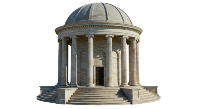 Isolated Architectural Rotunda with Columns Stone Structure