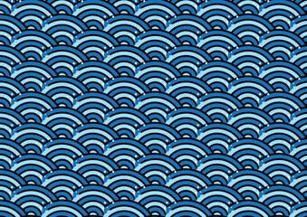 青い海の和風のパターンのデザインペーパー