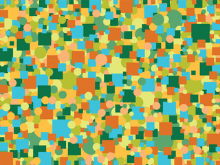 Background of round and square shapes of different colors