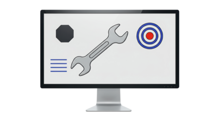 Isolated Computer Screen Wrench Repair Service Technical Support