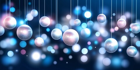 Abstract spheres with a reflective sheen. Iridescent bubbles float in a space, reflecting vibrant colors. Graphical resource for design and downstream advertisement purposes