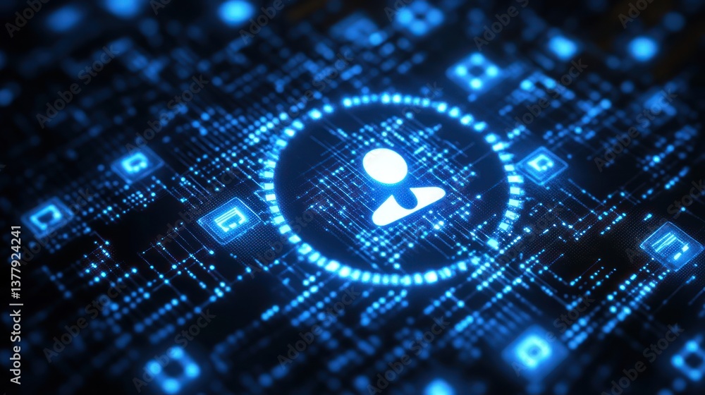 Aufkleber digital user profile on a circuit board.