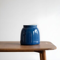 A Blue Jar on the Table with Isolated Background, Perfect for Home Decor, Storage Solutions, and Elegant Interior Design.