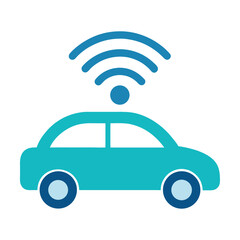 blue car icon on white background