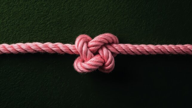 pink rope knot on a dark green background
