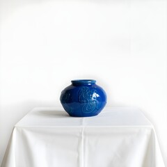 A Blue Jar on the Table with Isolated Background, Perfect for Home Decor, Storage Solutions, and Elegant Interior Design.