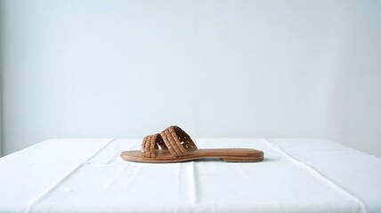 A Sandal on the Table with Isolated Background, Perfect for Summer Fashion, Comfortable Footwear, and Casual Outdoor Wear.



