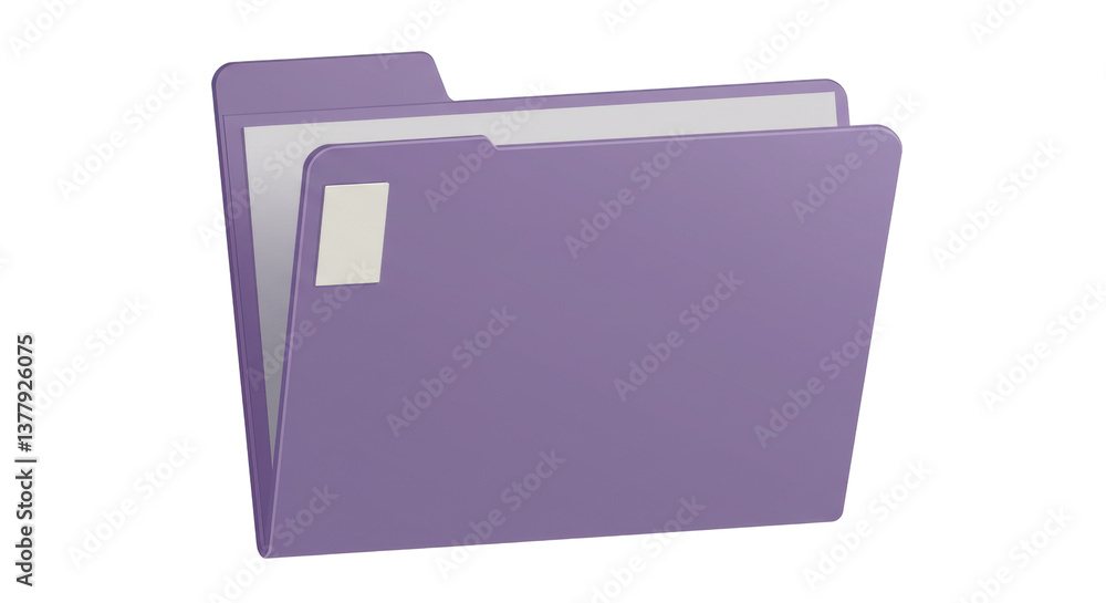 Poster isolated purple file folder with documents inside