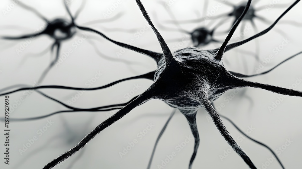 Poster intricate digital neural network with futuristic cybernetic design elements representing intelligenc