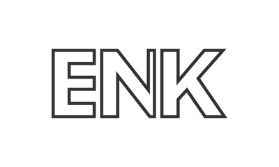 ENK logo design template with strong and modern bold text. Initial based vector logotype featuring simple and minimal typography. Trendy company identity.