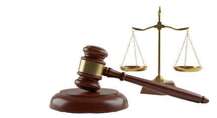 Isolated Gavel and Scales of Justice