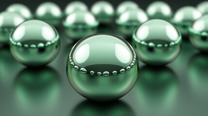 Abstract spheres with a reflective sheen. Iridescent bubbles float in a space, reflecting vibrant colors. Graphical resource for design and downstream advertisement purposes
