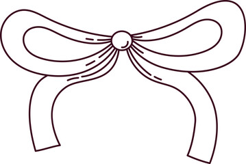 Outline Vintage Coquette Ribbon Bow. Whimsy Romantic Girly Vibe