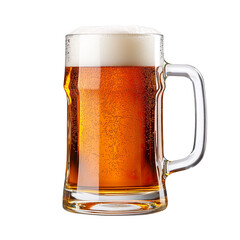 Beer mug full of beer with foam isolated on transparent background.