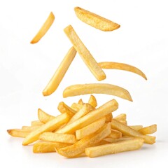 french fries on white background