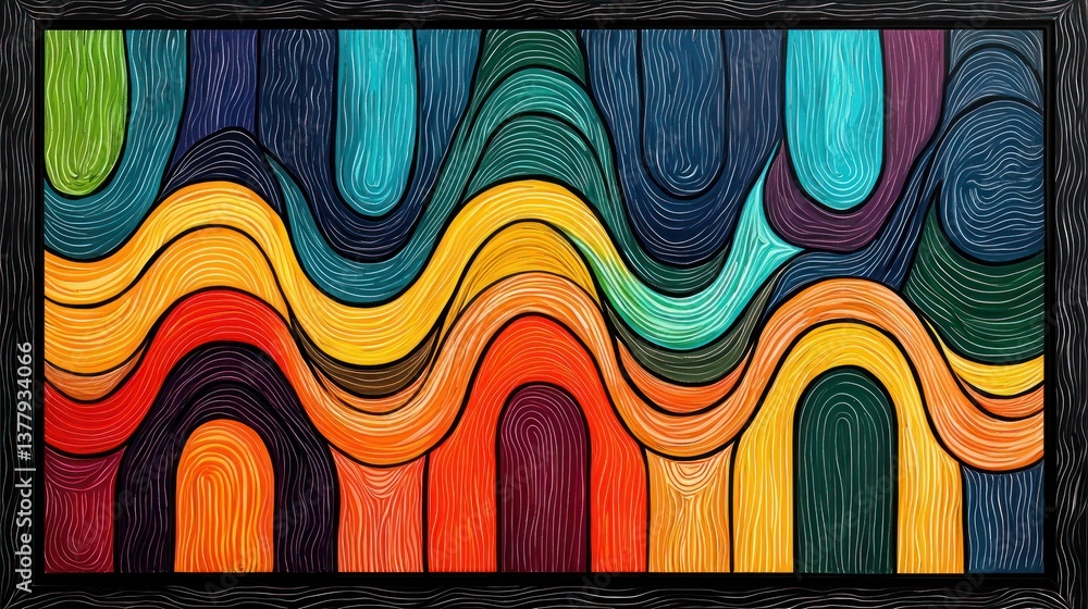 Poster abstract colorful wave pattern framed artwork