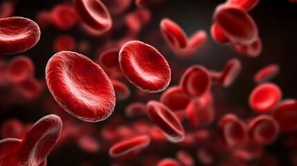 Microscopic Red Blood Cells Flowing, Dark Background, Medical Illustration (2)