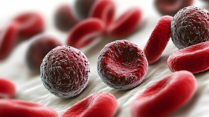 Microscopic view Blood cells, infection, medical research