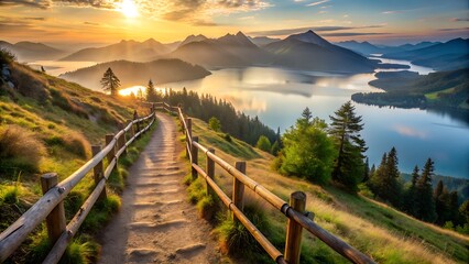 sunrise over the mountains landscape background Design