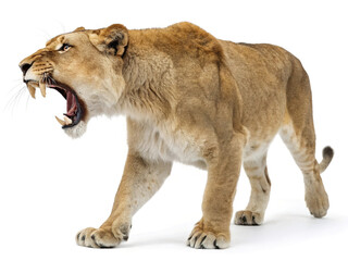 Saber-toothed lion isolated on white background