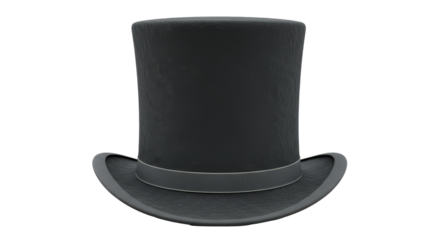 Isolated Black Top Hat with Gray Ribbon Band
