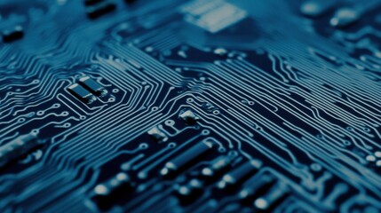 Close Up Blue Circuit Board Texture Technology Background
