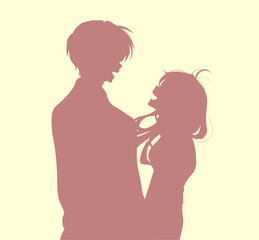 隣り合って幸せそうに笑う男女