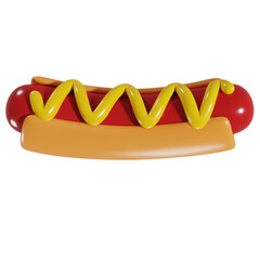 Funny 3D Hot Dog with Mustard - Front Facing