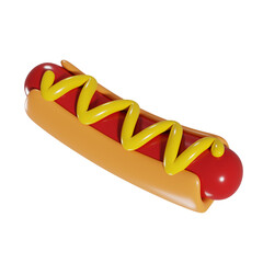 3D Hot Dog with Mustard - Angled View