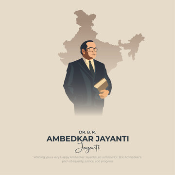 Happy Dr. Ambedkar Jayanti post and greeting card, birthday celebration of Dr. Bhimrao Ambedkar Vector illustration, 14th April.