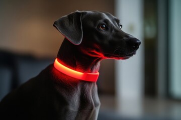 Smart neon dog collar with built-in health tracking and GPS location monitoring