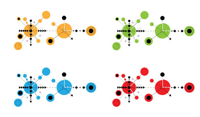 Futuristic Hi Tech Line Art Circles and Triangles Design Element Colors. Graphic design elements and resources vector art