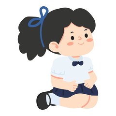 Kid girl sitting on the ground