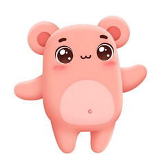 Charming Cartoon Bear: A delightful, blush-pink bear character with big, expressive eyes invites joy, embodying the charm of a playful digital creation.