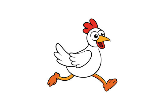 running cartoon chicken with red comb clip art preview