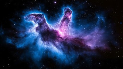 Cosmic Nebula Displays Vibrant Blue And Purple Hues