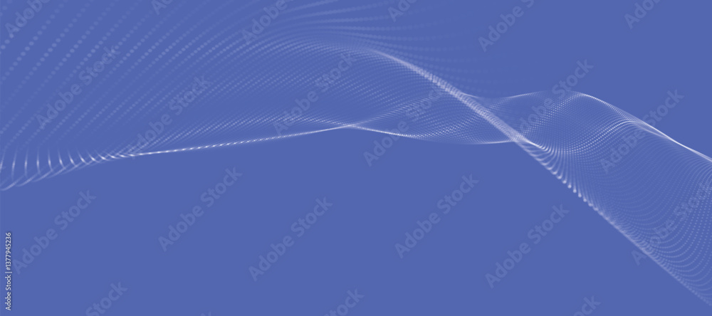 Poster futuristic dot wave. abstract digital particle wave. technology background. colored musical wave. li