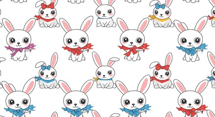 Adorable Bunnies Colorful Pattern Seamless Design AI Generated