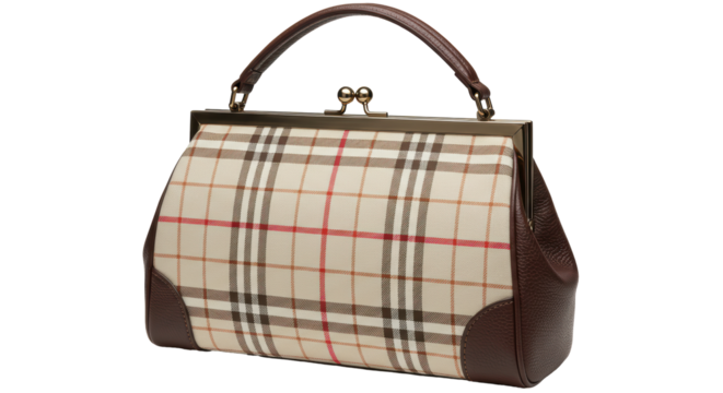 Isolated Vintage Plaid Handbag