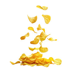 Naklejka premium Falling crisp potato chips isolated on transparent background Remove png