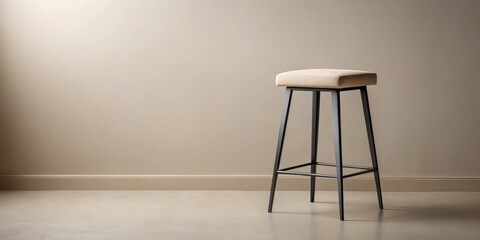 Modern Minimalist Upholstered Bar Stool in Neutral Tones Against a Simple Background