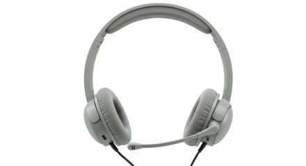Isolated Gray Headphones with Microphone