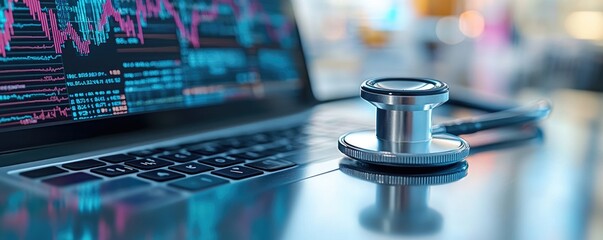 Digital Medical Technology Laptop Stethoscope Data Analysis