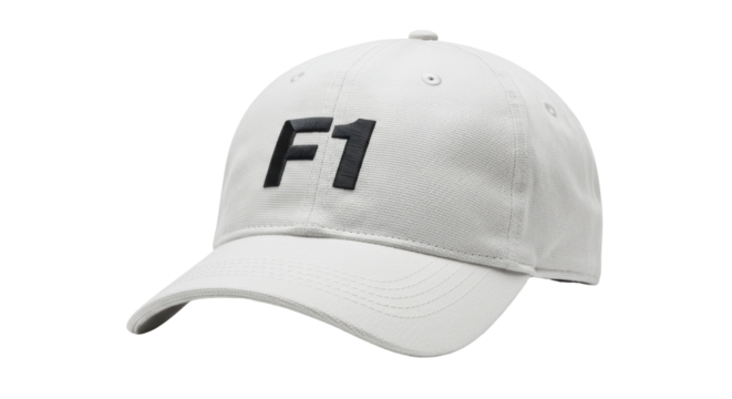 Isolated White F1 Baseball Cap