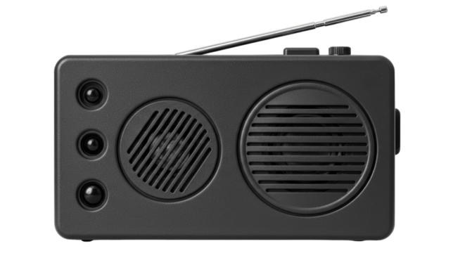 Isolated Black Vintage Radio Antenna Media Player