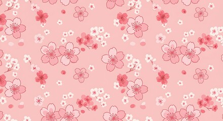 Delicate Pink Blossom Seamless Pattern Design Romantic Cherry Blossom Floral Print Pastel Pink Floral Textile Background Sweet Cherry Blossom Illustration Soft Pink Flower Pattern Background