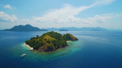 Obraz premium A scenic drone shot of the Andaman Sea with Thailands iconic islands.