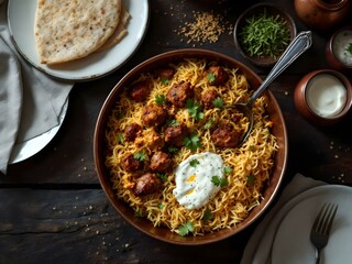 Mutton Biryani with Sauce North Indian Food